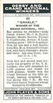 1933 Player's Derby and Grand National Winners #49 Grakle Back